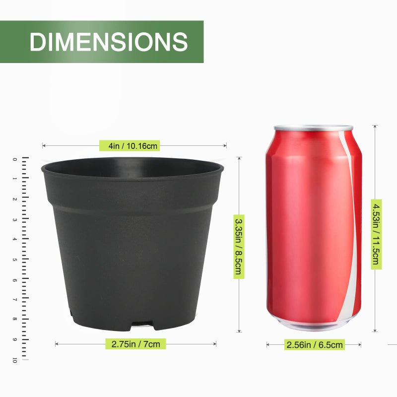 SwinDuck 4 inch Small Plant Pots  28 Pack Plastic Planters with Drainage Holes and Saucers for Flowers Plants  Succulents  Seed Starting Pots  Black - Image 2